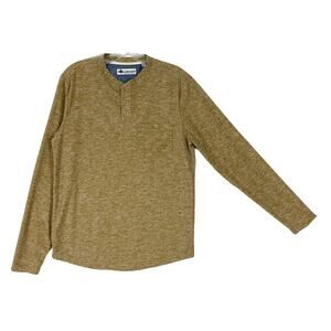 NWOT TALLWOODS Tshirt Men S Brown Henley Crewneck Pocket Long-Sleeve Stretchy